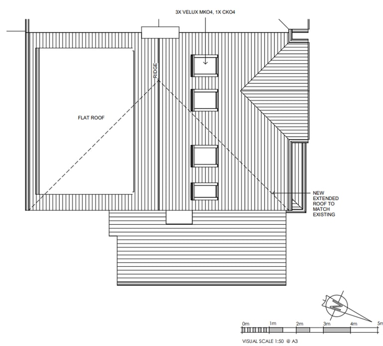 2D proposed roof plan for hip to gable loft conversion 