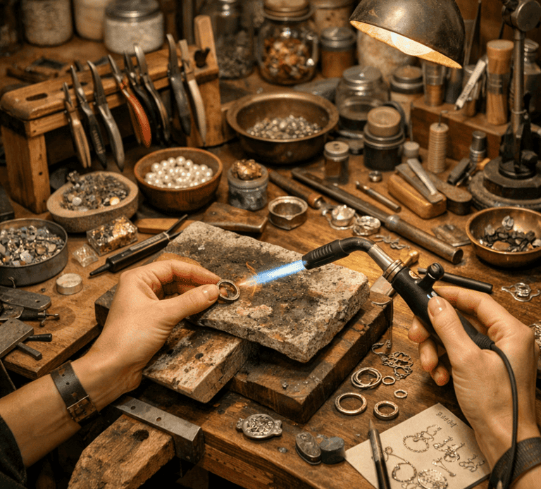 taller de joyería artesanal con un ambiente cálido y muy auténtico.