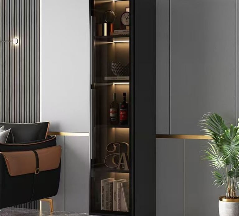 Aluminum Frame Tempered Glass Cabinet - Lightweight, Anti-Oxidation Storage with Reinforced Tempered Glass & Soft-Close Doors