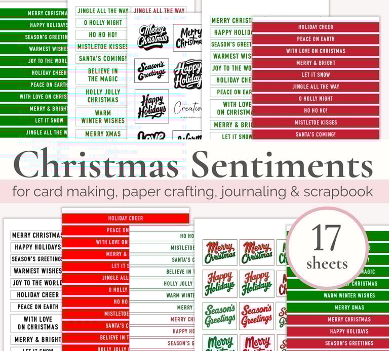christmas sentiments in white, red and green