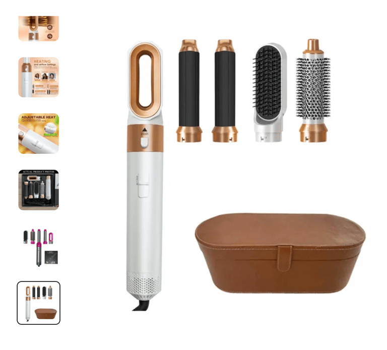 a hair dryer with a brush and a brush