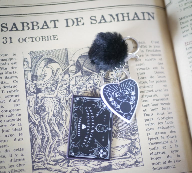 porte-clés planche de Ouija look gothique Halloween dark occulte