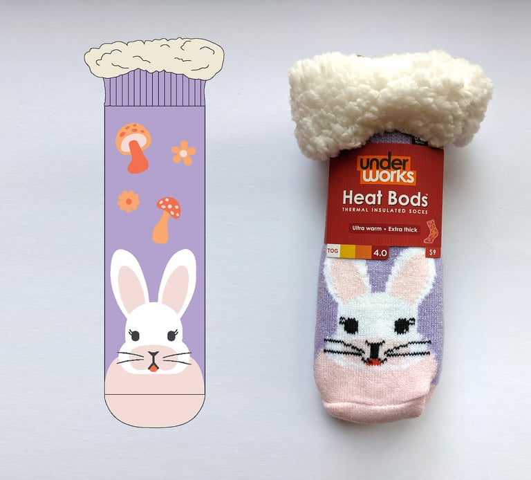 Bunny - HeatBods Sherpa Socks (Underworks)