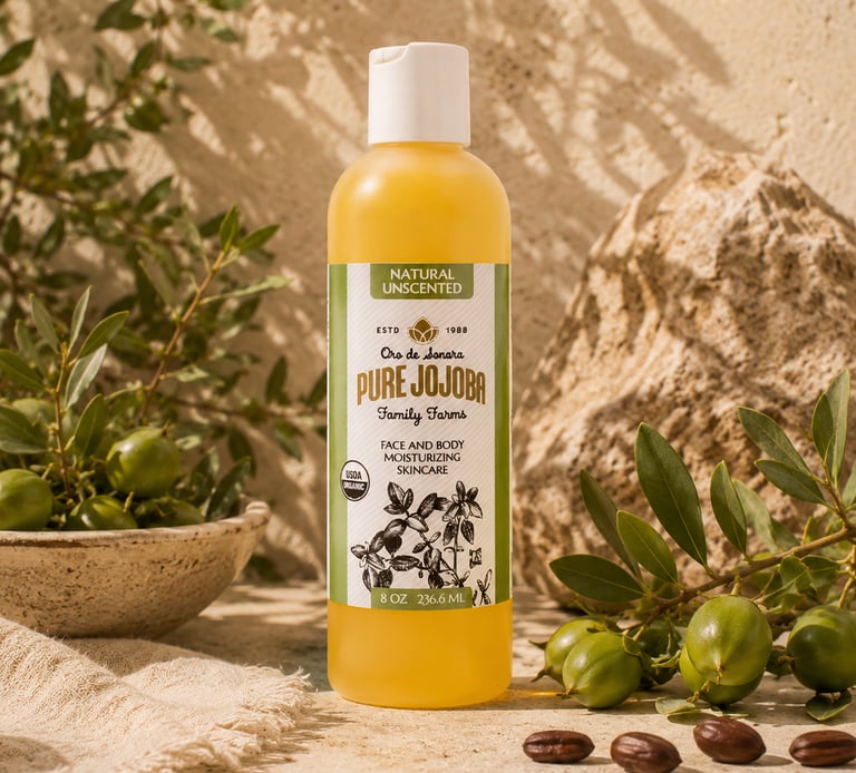 8 ounce Bottle of organic pure jojoba oil for skin and hair care