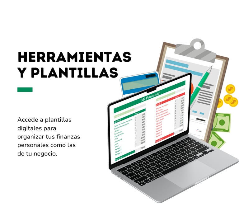 Un ordenador portátil con una calculadora y dinero