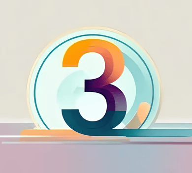 a number three in a colorful background with a number three