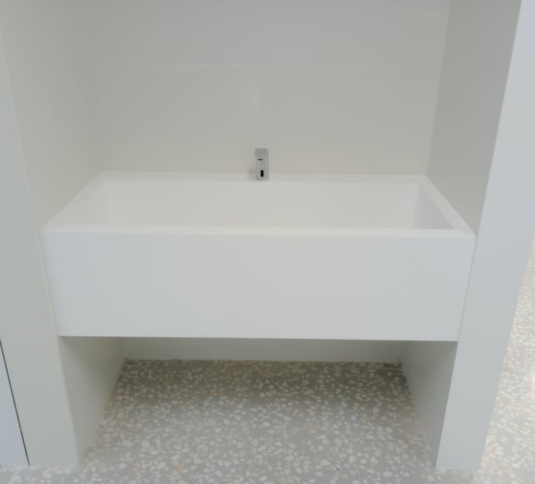 Ok solid surface fregadero especial para zona de boxes