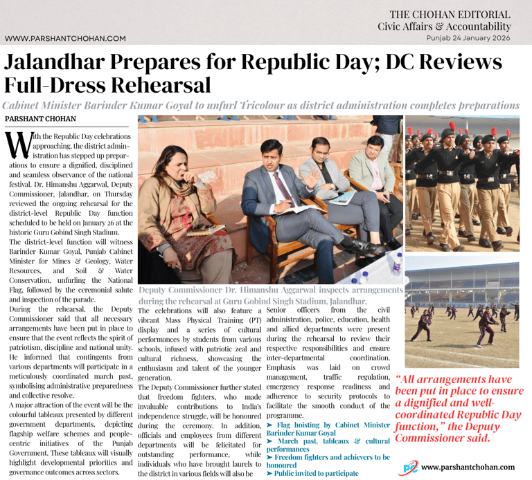 Jalandhar Prepares for Republic Day; DC Reviews Full-Dress Rehearsal