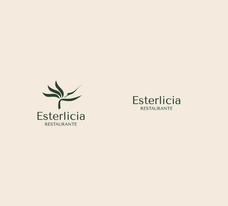 Logotipos restaurante naturaleza. Dos variantes del sistema visual: versión principal y versión de solo texto