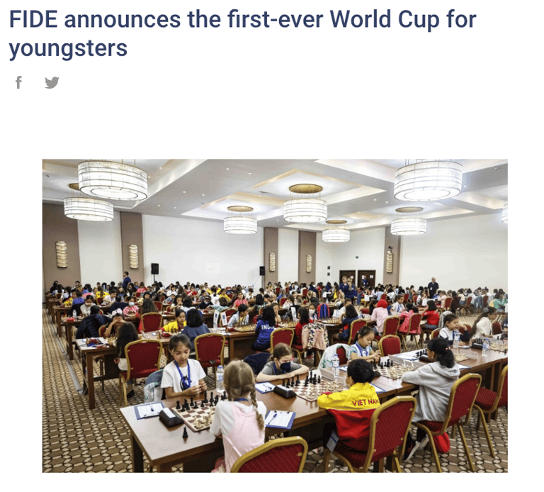 FIDE announces the first-ever World Cup for youngsters