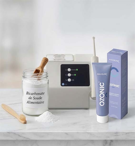 Bicarbonate de soude pour les dents et alternatives, jet dentaire et dentifrice ozone