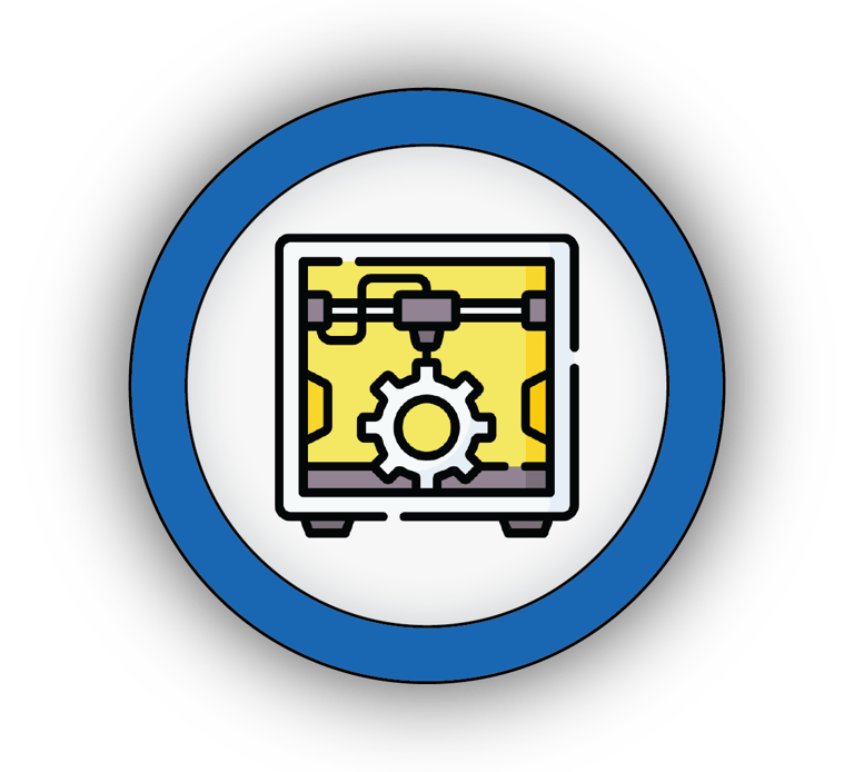 Icon of a 3D printer for our digital fabrication lab and Fab Lab setup solutions.