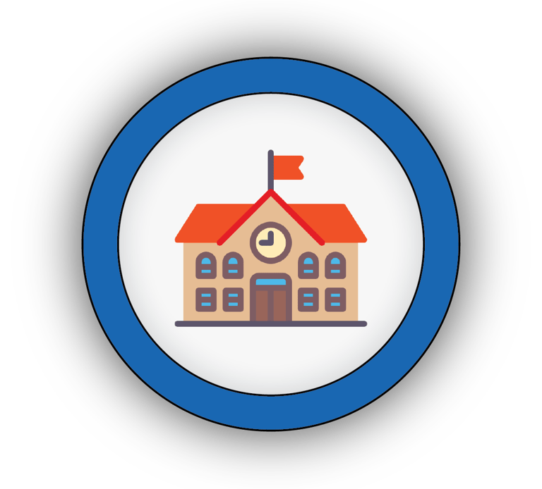 Icon of a school building representing our official STEM.org accreditation service for schools.