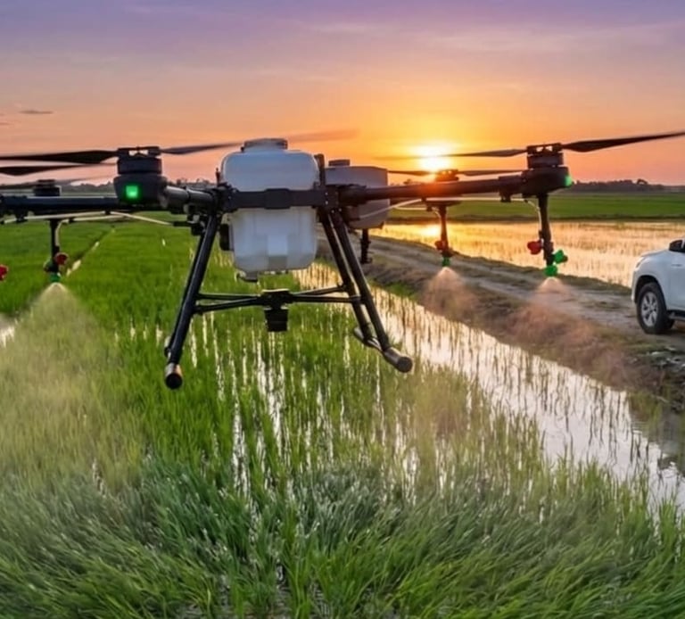 Fumigación agrícola con drones en campo - DYZ Ingeniería