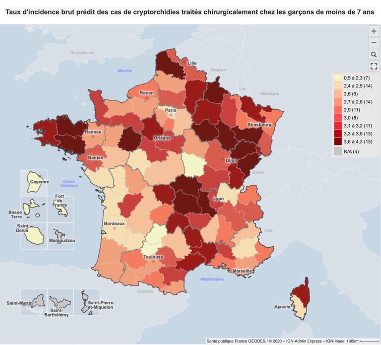 PESTICIDES SANTÉ CARTE MALFORMATION REPORDUCTIF CRYPTORCHIDIES