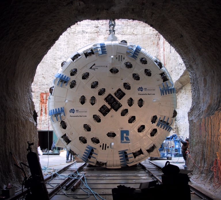 Robbins TBM during assembly on the Epping to Chatswood Rail line
