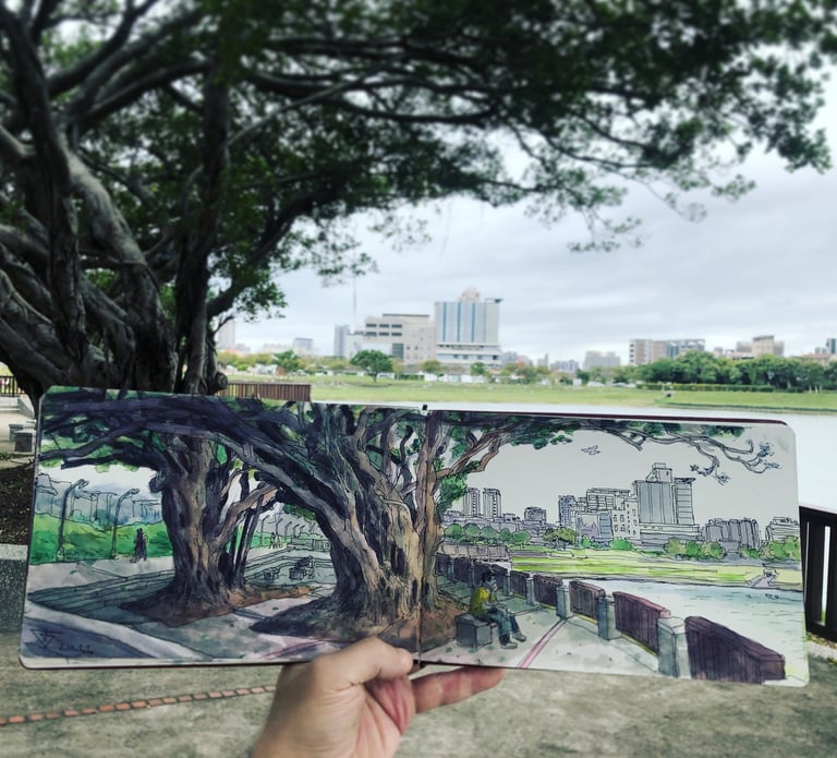 City Sketch by artist Evgeny Bondarenko in Taiwan