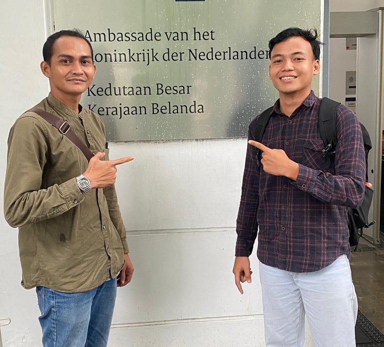 crew at the Embassy of the Kingdom of the Netherlands after visa appointment