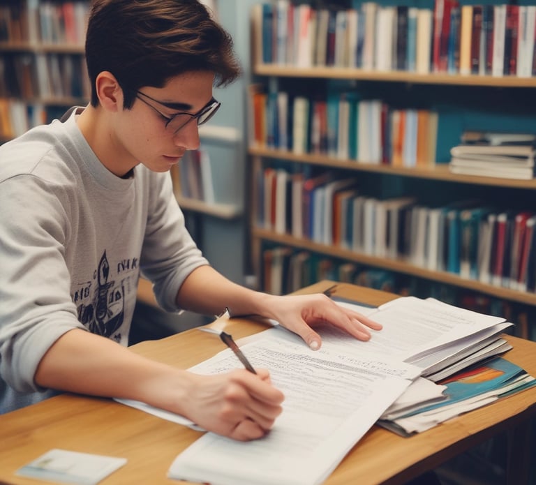 Picture of a student studying with English certification materials in Buenos Aires