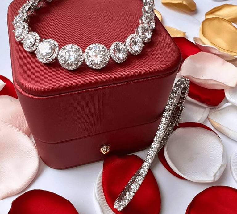 diamond necklace bracelet and earrings set