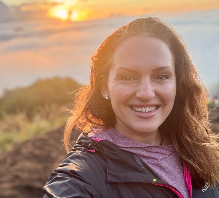 a picture of Alena Booth on top of Mount Batur Bali