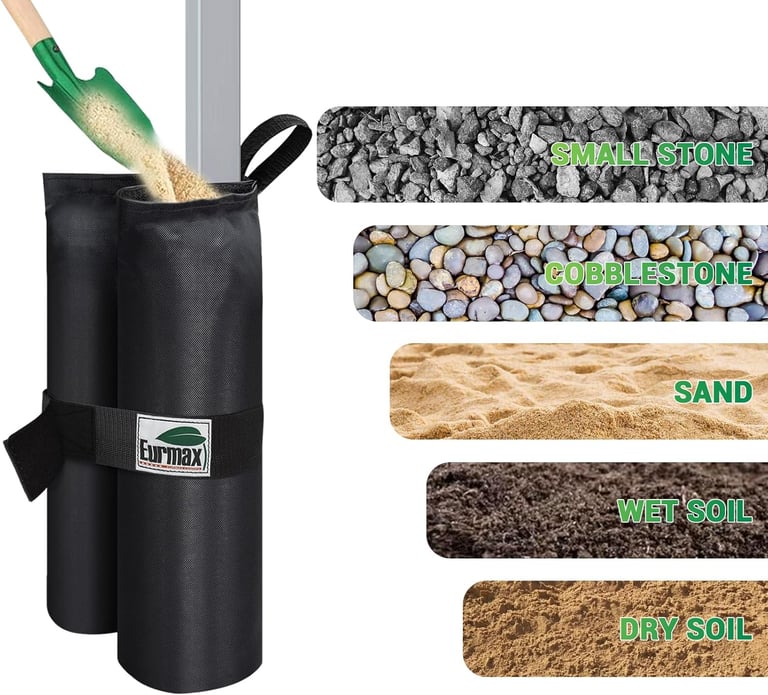 Eurmax USA 4-Pack 150LBS Capacity Universal Canopy Weight Bags,Heavy Duty Windproof Sandbags with Al
