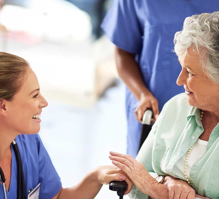a nurse and a nurse in scrubs