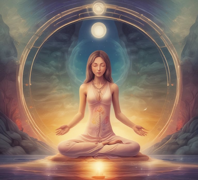 Hands performing a massage on a person's back, applying pressure to specific points. The setting is bright and calming, with soft focus creating a tranquil atmosphere.