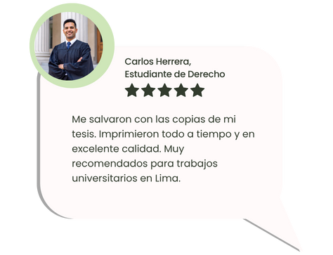 Opinión de estudiante sobre copias académicas en Lima con Peruimpress