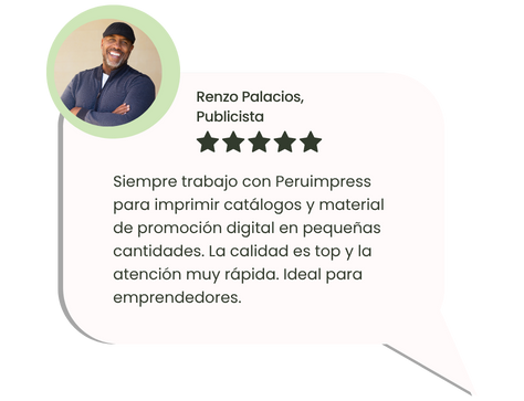 Testimonio de emprendedor sobre impresión digital de catálogos y piezas promocionales en Peruimpress