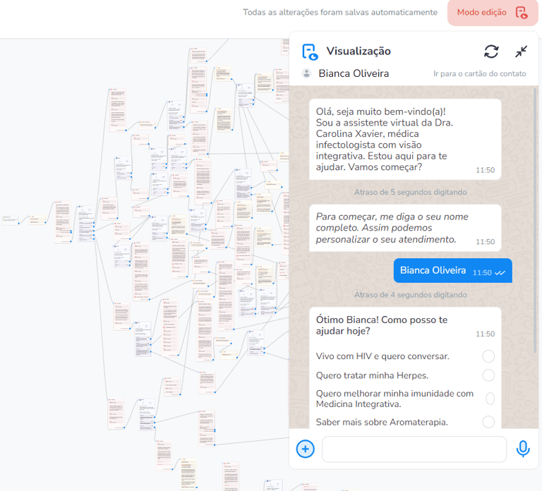 Fluxo de pre-atendimento - Automacao no whatsapp