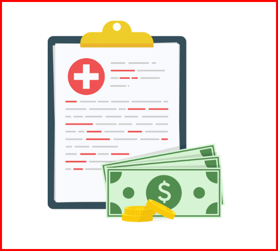 a clipboard with a medical document and money