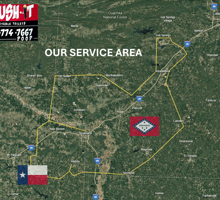 The map Portable toilets Texarkana