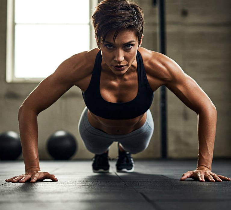 Mujer haciendo flexiones