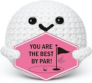 a white crochet with a pink sign that says you are the best golf