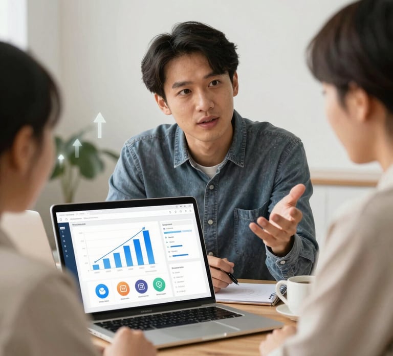 small business growth planning with digital marketing team