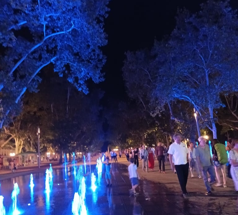 The Boulevard Charles de Gaulle at night