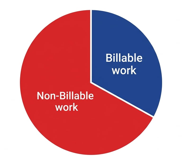 pie chart showing the proportion of time spent on billable and non-billable work by lawyers