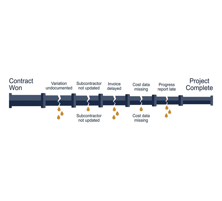 broken operations pipeline for construction projects