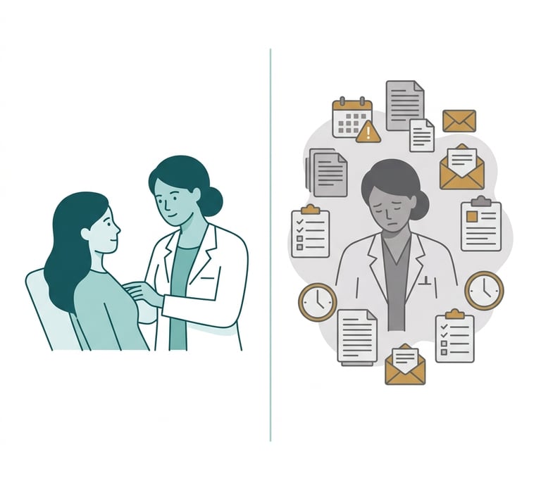Healthcare challenge, combining patient experience and care with admin overload