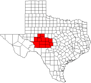Map showing the Concho Valley, TX