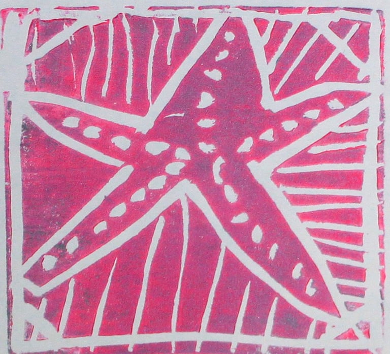 pink and white print of a starfish