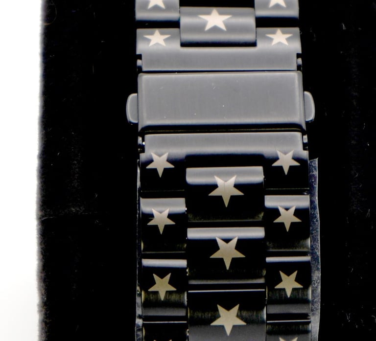 laser engraved stainless watch band with stars