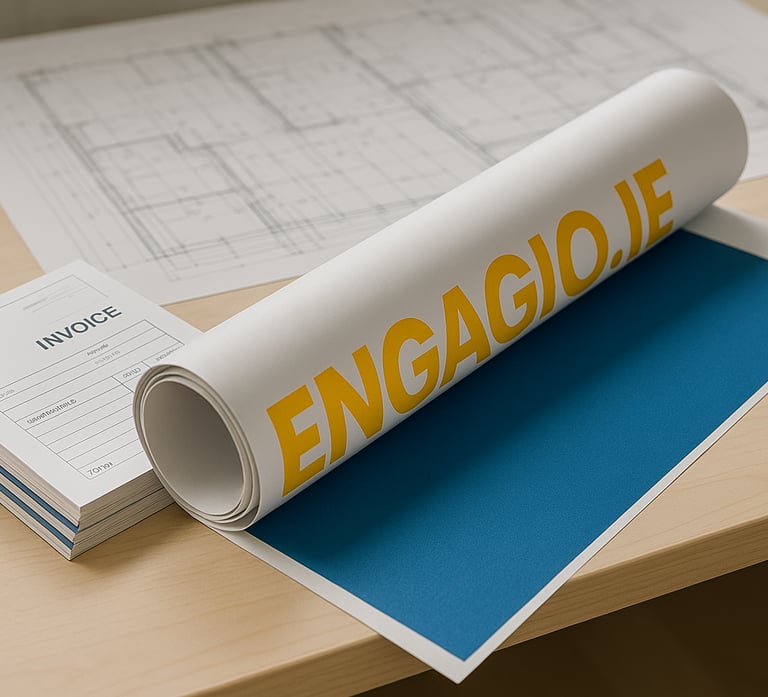Close-up of a professionally printed invoice book with custom branding, highlighting clear layout an