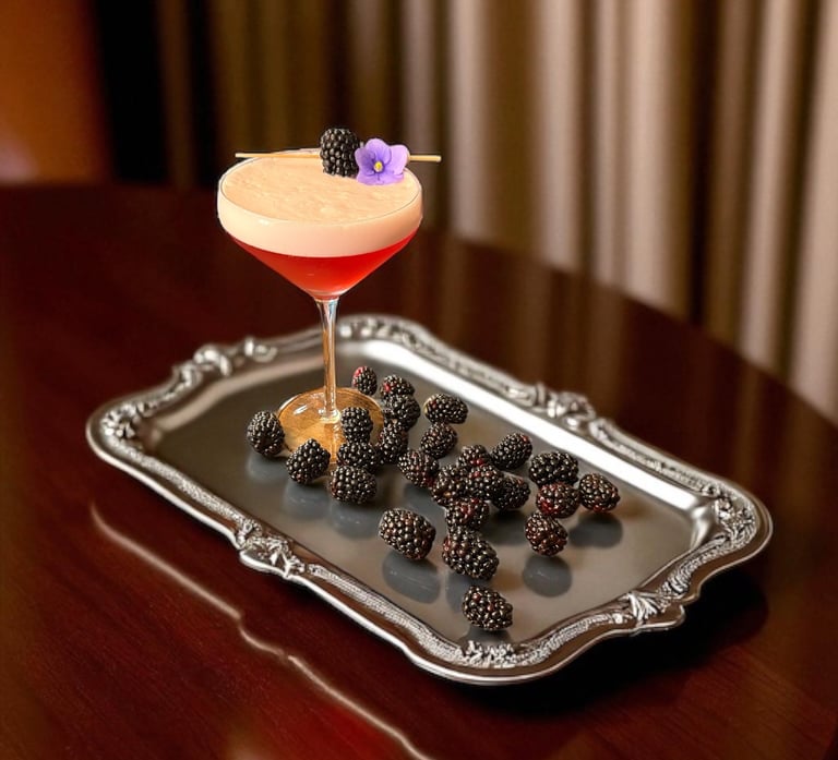 Bayou Bloom Fizz internationally featured cocktails Bender Mixology Services