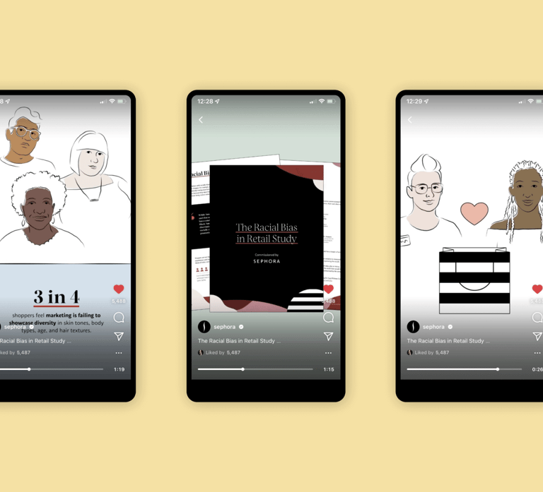 Mockup of video playing in phone format.