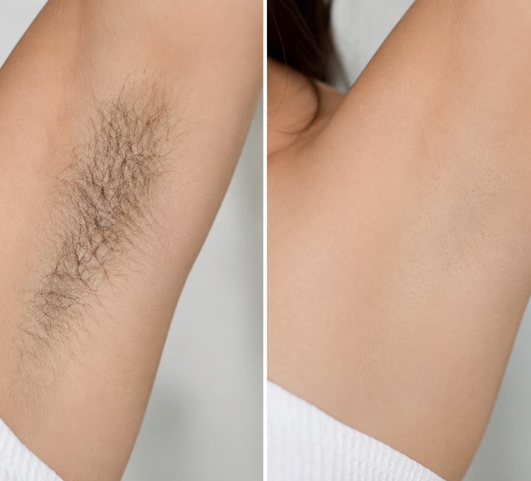 before and after laser hair removal
