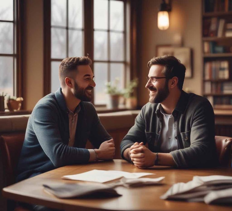 Two men having a casual conversation.