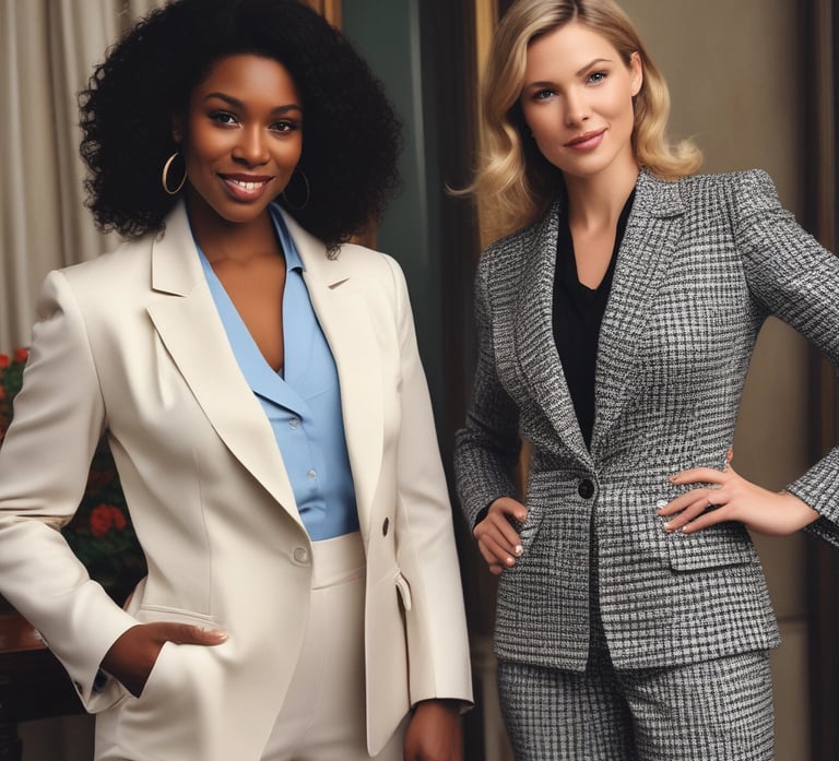 An elegant African American woman in ivory attire, standing confidently with a serene expression, bathed in soft natural light.