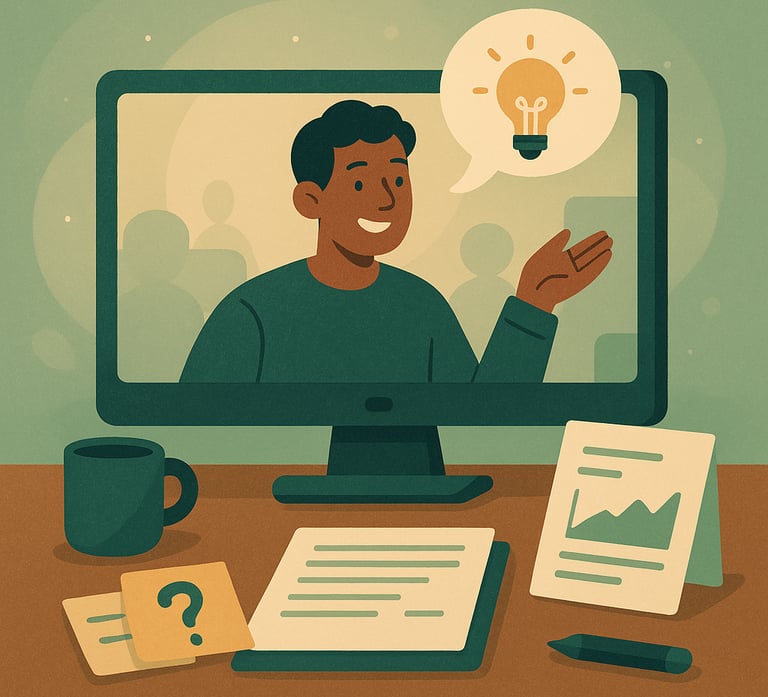 Illustration for interview prep services, mock interview, job search help, resume help